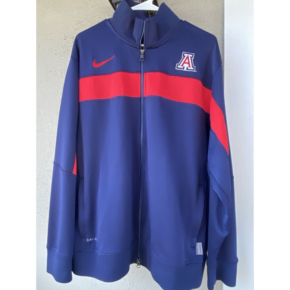 NIke Men's Large DRI-FIT Full  Zip Track Jacket Arizona Wildcats Navy & Red T100